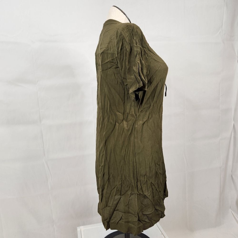 Madewell Olive Green Lace Up Shift Dress Boho T Shirt Mini Sz M Novella - Picture 9 of 14